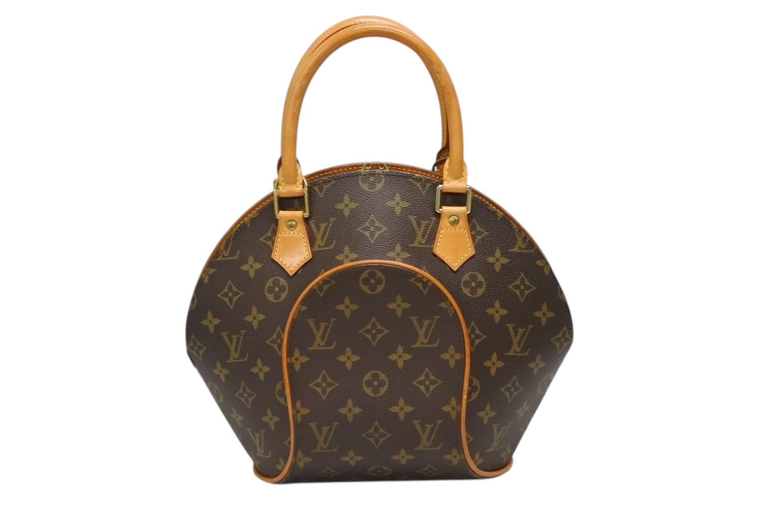 LOUIS VUITTON ルイヴィトン エリプスPM ハンドバッグ モノグラム M51127 PVC ヌメ革 ブラウン ゴールド金具 4b009046