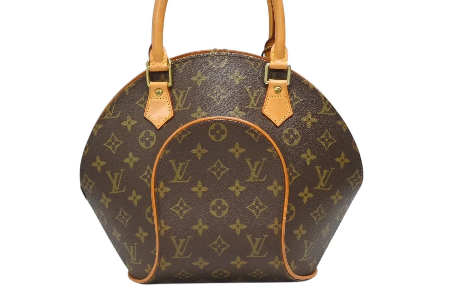 LOUIS VUITTON ルイヴィトン エリプスPM ハンドバッグ モノグラム M51127 PVC ヌメ革 ブラウン ゴールド金具 4b009046