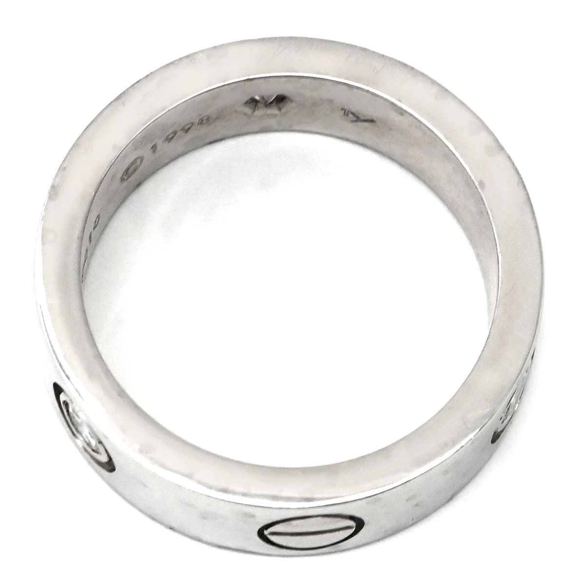 カルティエ Cartier リング 指輪 ラブリング ハーフダイヤ K 18 WG ダイヤモンド ホワイトゴールド 49 LOVE Ring Au 750 18金 3 P 3石 3粒ダイヤ 9号