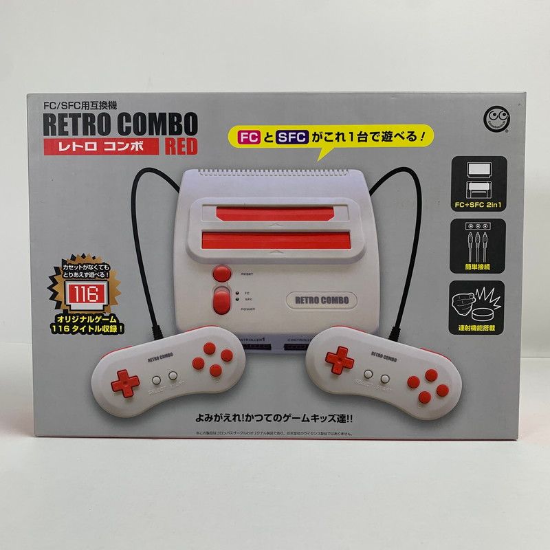 中古美品】 FC/SFC用互換機 RETRO COMBO レトロコンボ RED ゲーム