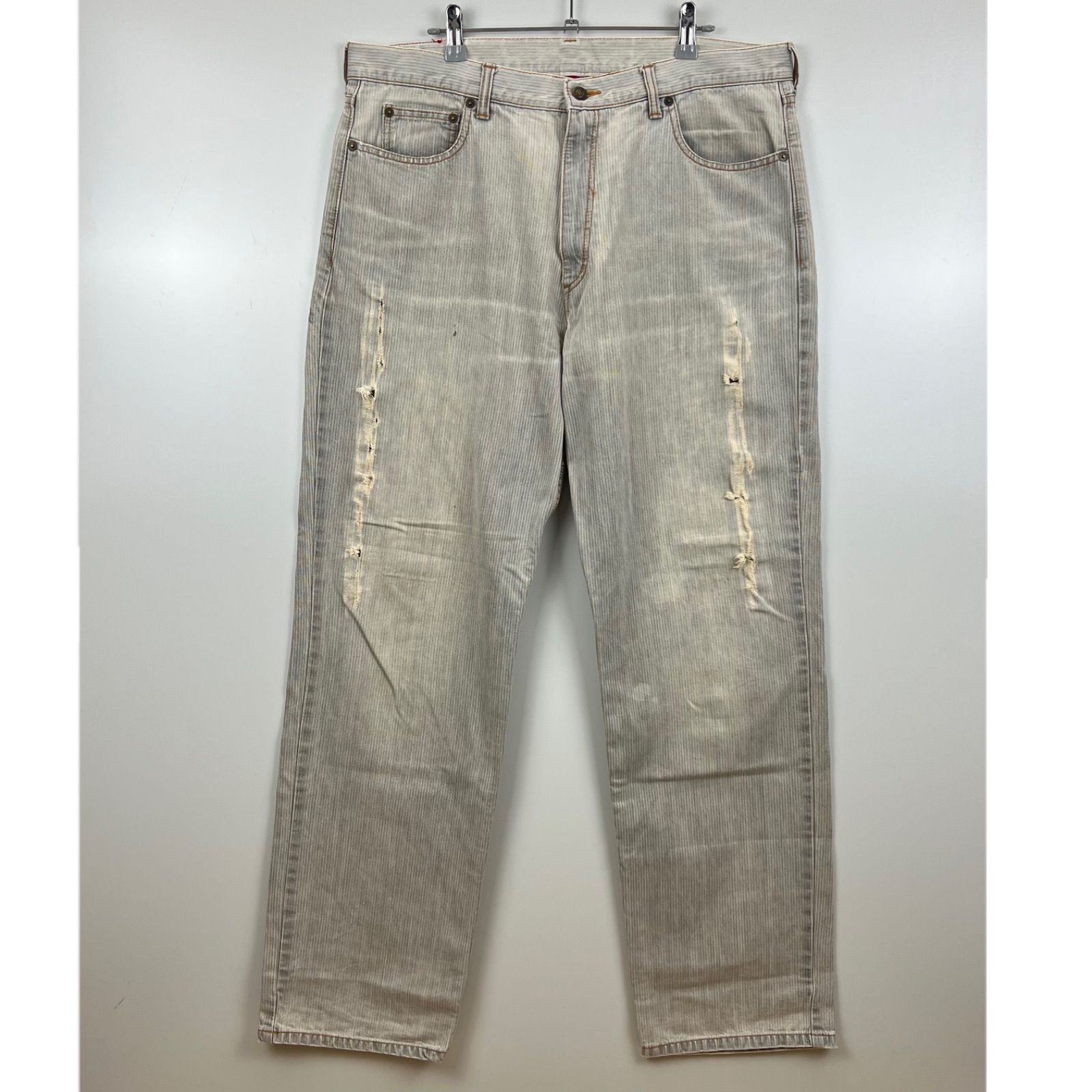 SWAGGER 00s archive damaged hickory denim pants XL 34 スワッガー