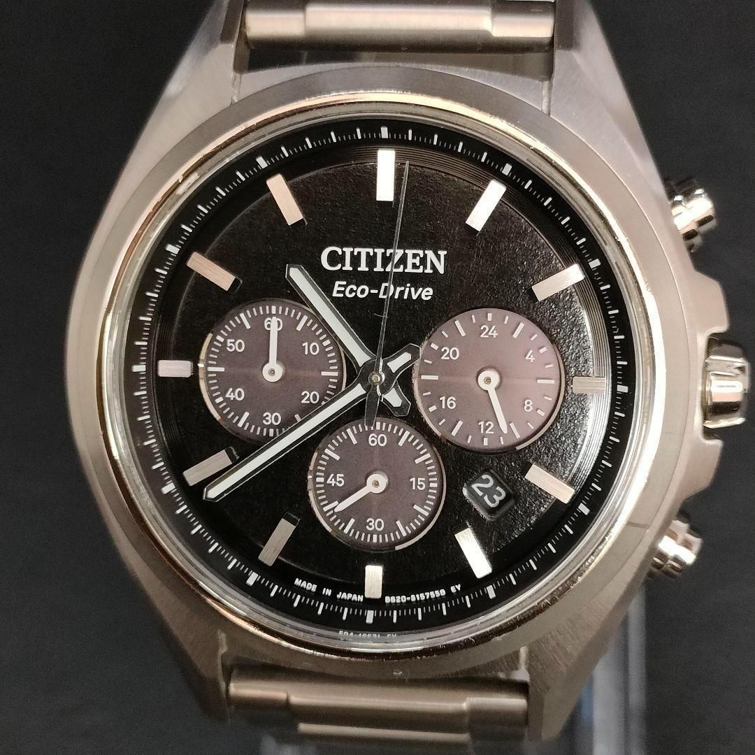 763-2 極美品 CITIZEN シチズン B620 ブラック シルバー ソーラー 充電