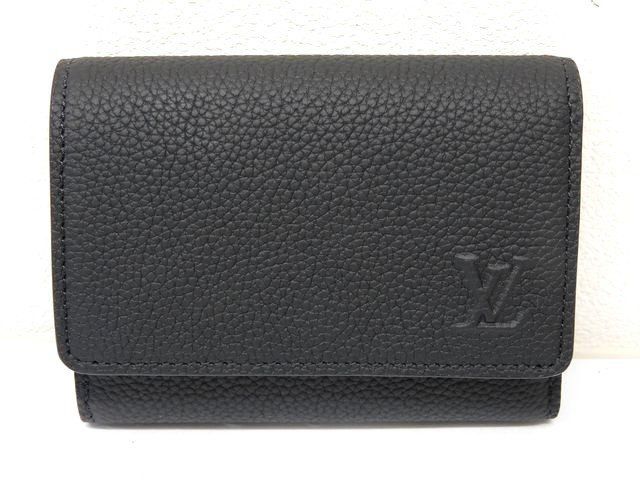 ヴィトン M26250 ICチップ LV アエログラム ヴィクター・ウォレット メンズ コンパクト財布 レザー黒 LOUIS VUITTON 7K