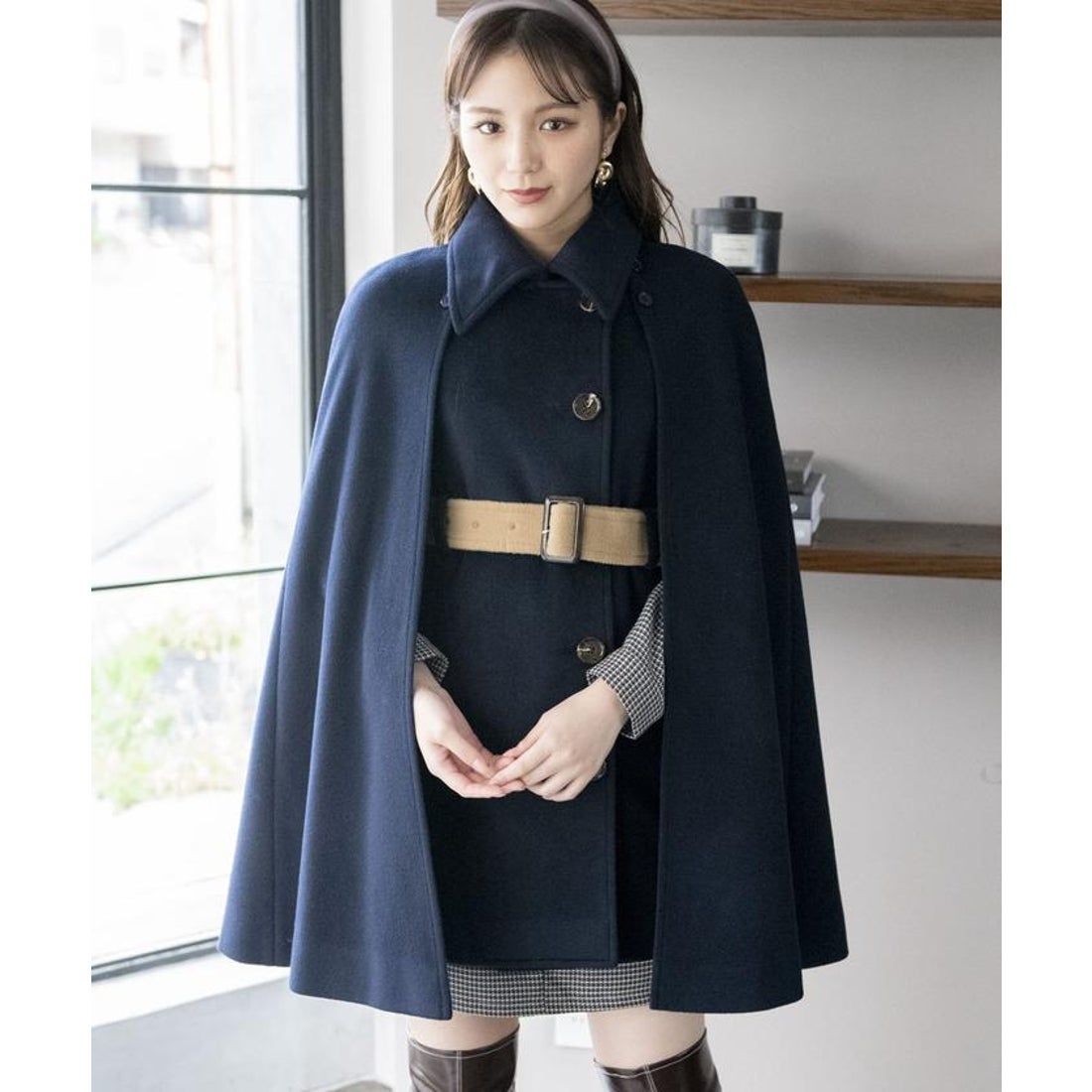 REDYAZELレディアゼル ケープスプリングコート ネイビー