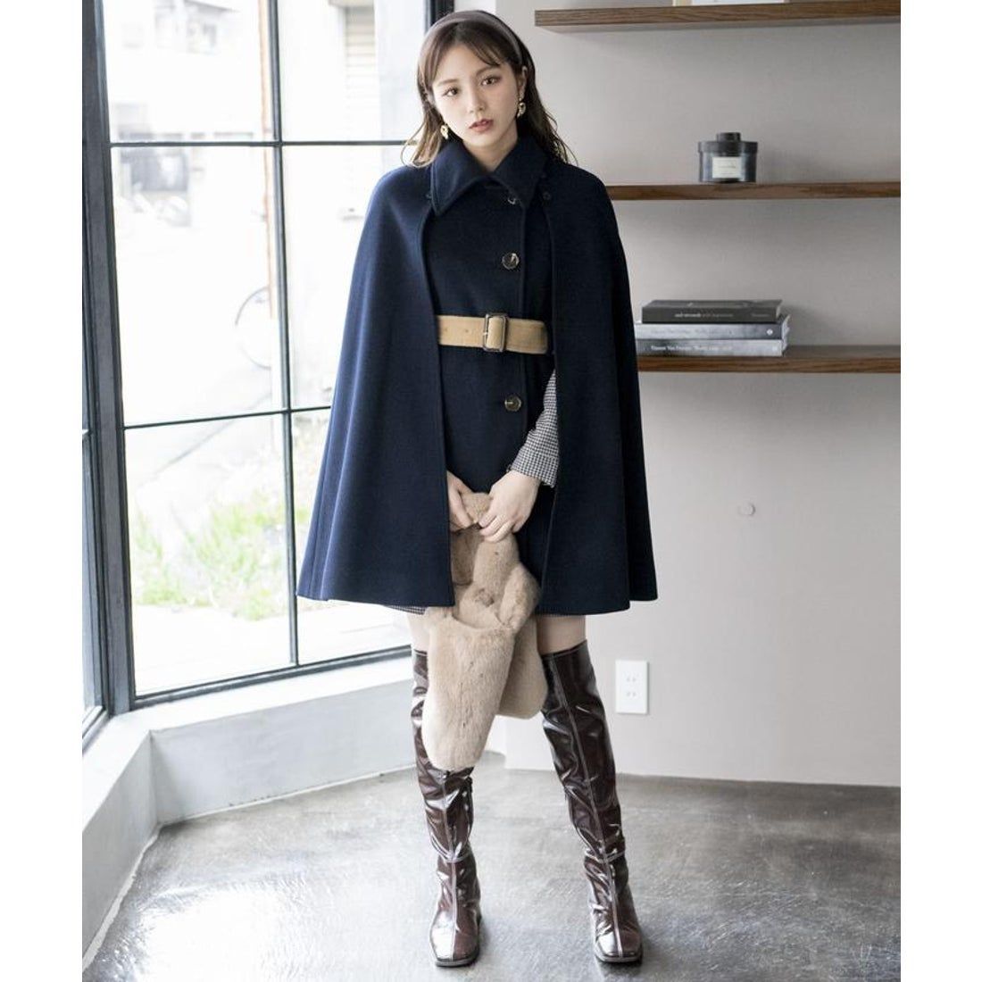 REDYAZELレディアゼル ケープスプリングコート ネイビー