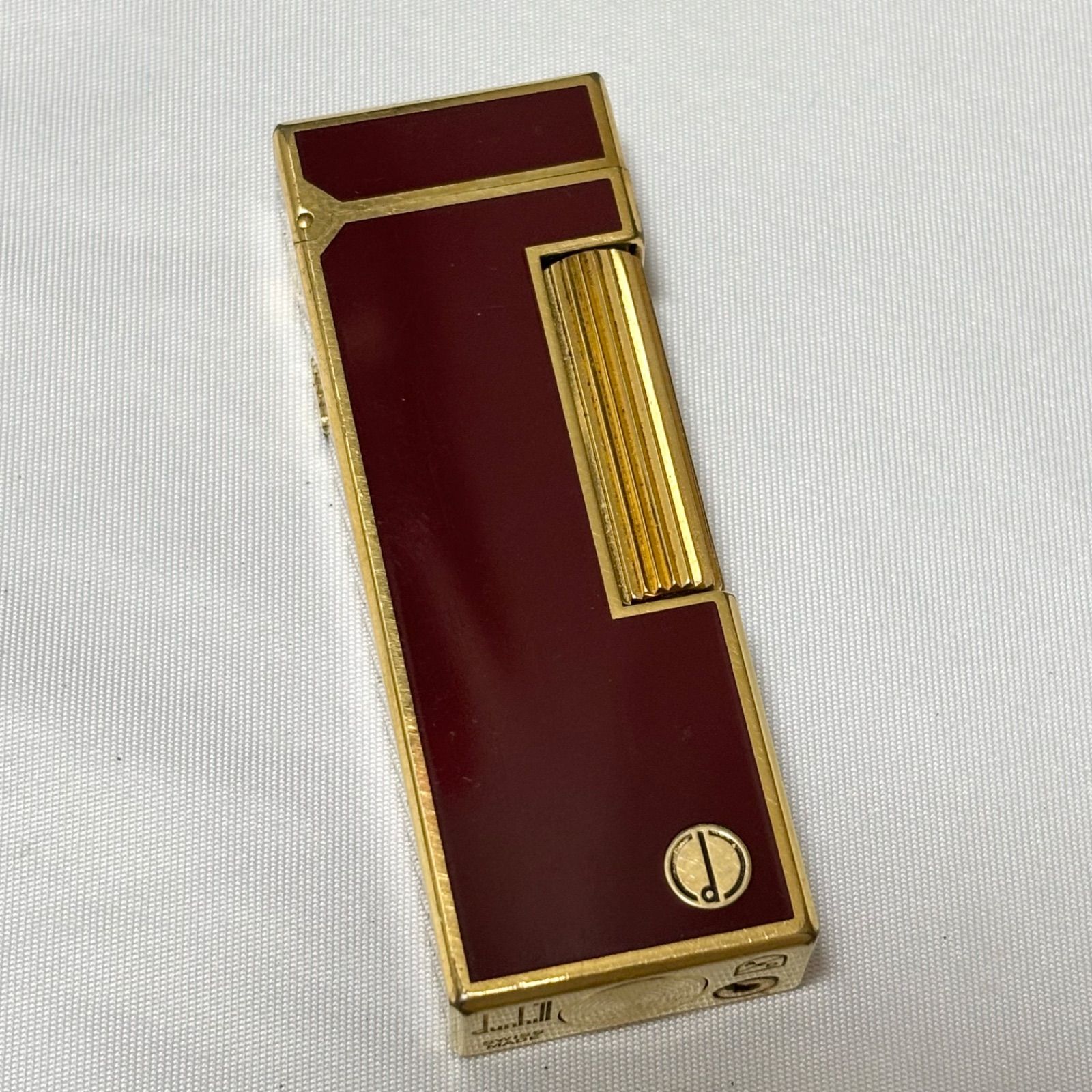 Dunhill ダンヒル ガスライター ボルドー ゴールド dロゴ 喫煙具 タバコ 着火未 動作未