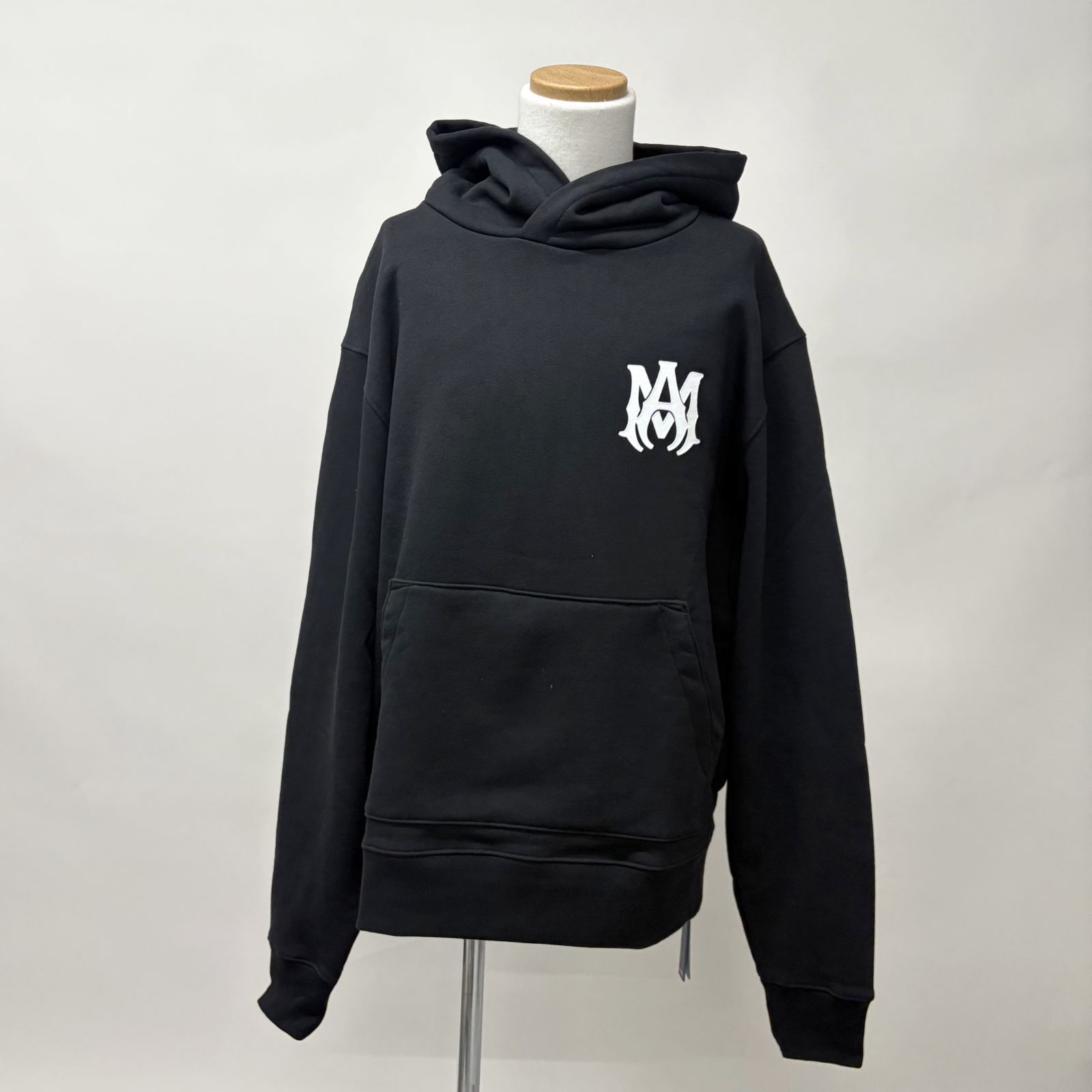 AMIRI ロゴ刺繍 パーカー L ブラック AMIRI ロゴ刺繍 コットン ジップパーカー 人気 (AMIRI/パーカー