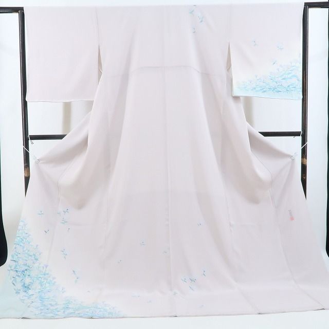 新品 本加賀友禅 石田己代治 落款 野菊 着物 正絹 仕付糸付 訪問着 4654 ❁tomihisa❁新品 本加賀友禅 石田己代治 落款 野菊 着物 正絹 仕付け