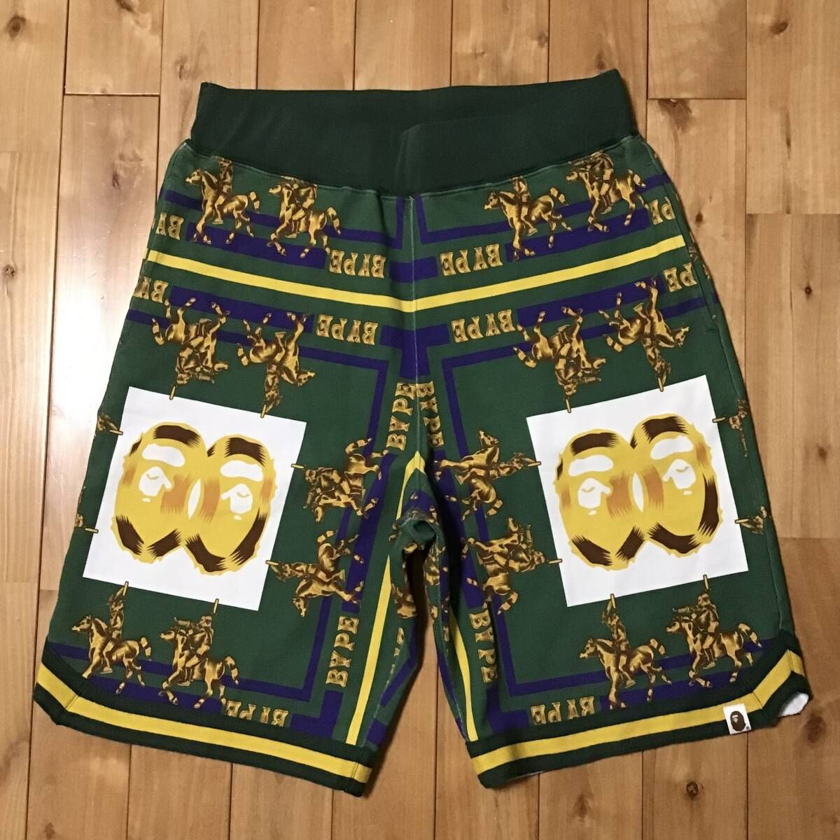 DOUBLE APE HEAD スウェット ハーフパンツ Lサイズ グリーン a bathing ape BAPE sweat shorts エイプ ベイプ アベイシングエイプ