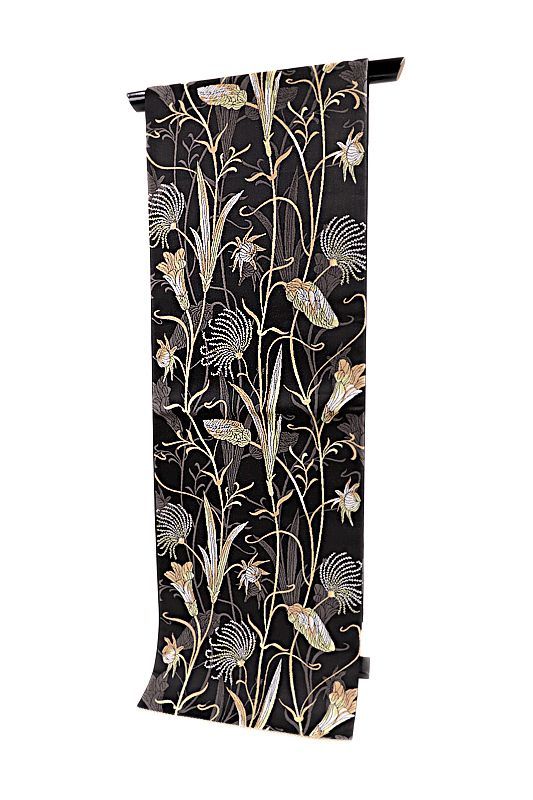 正絹西陣織大光謹製単衣袷兼用袋帯美しいキモノ掲載ボタニカル 正絹西陣織