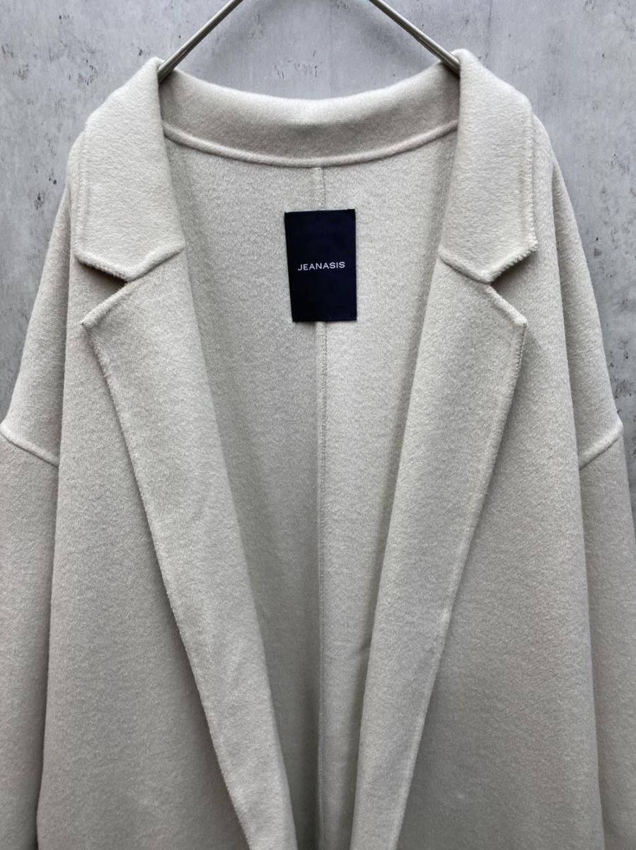 JEANASIS ジーナシス WビーバーRマキシコート ボタンレス チェスター sizeF ベージュ レディース