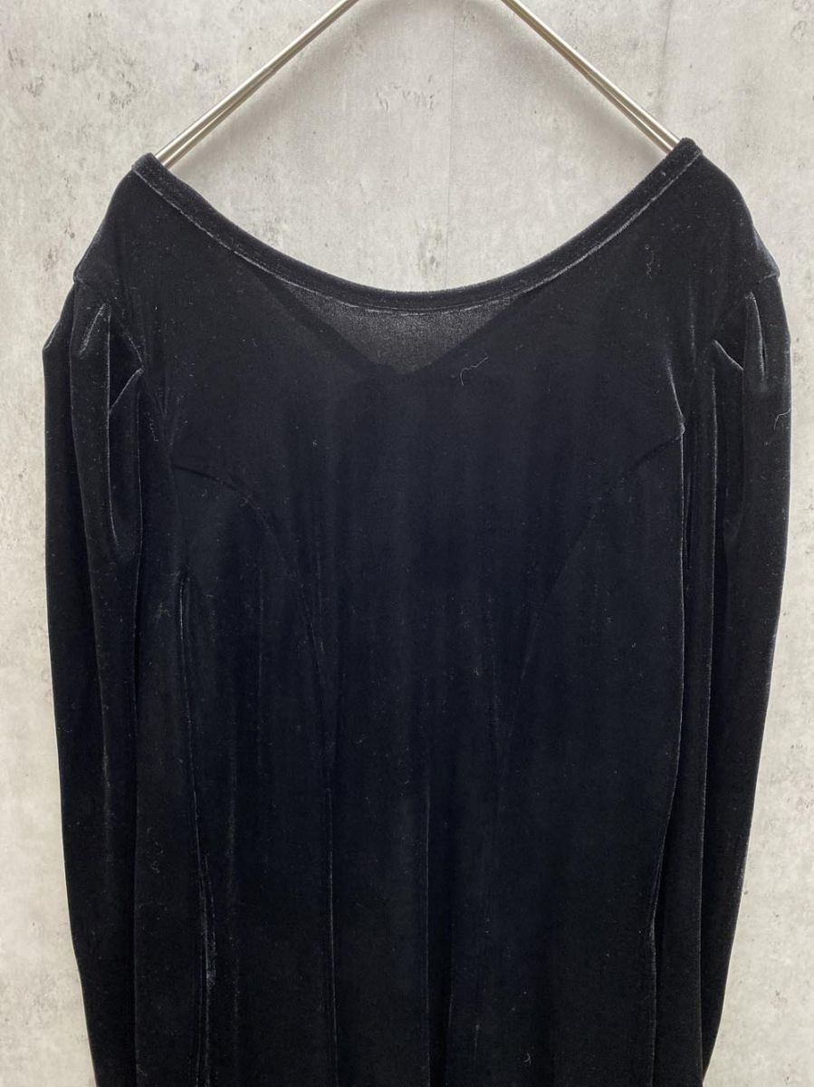 ANDREA＆Co. アンド アンドコー ベロア Vネック ワンピース sizeF 黒 レディース