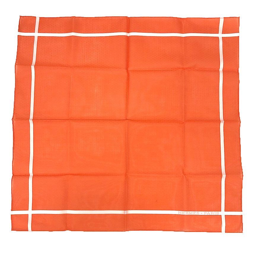 HERMES エルメス ハンカチ ジャカード H コットン カレ オレンジ 男女兼用 ユニセックス ポケットチーフ ネッカチーフ aq12219