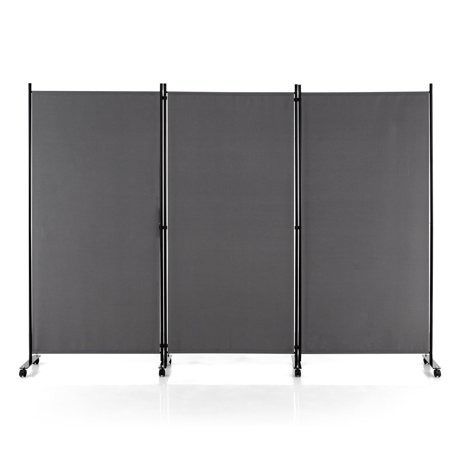 パーテーション 間仕切り 3連 キャスター付き 折りたたみ 布タイプ 高さ180 cm 幅260 目隠し スクリーン 屏風 衝立 軽量 コンパクト収納 オフィス 事務所 ベージュ グレー