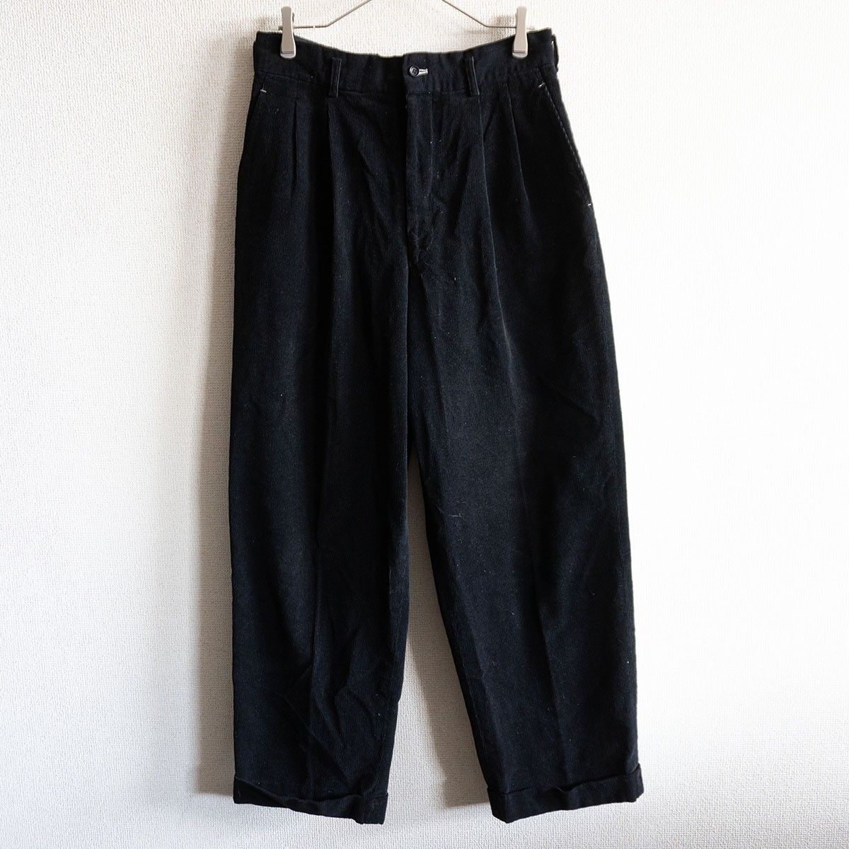 90S COMME des GARCONS HOMME 2タック コーデュロイ パンツ Ｍ 90年代 スラックス ブラック ギャルソン オム s2511029