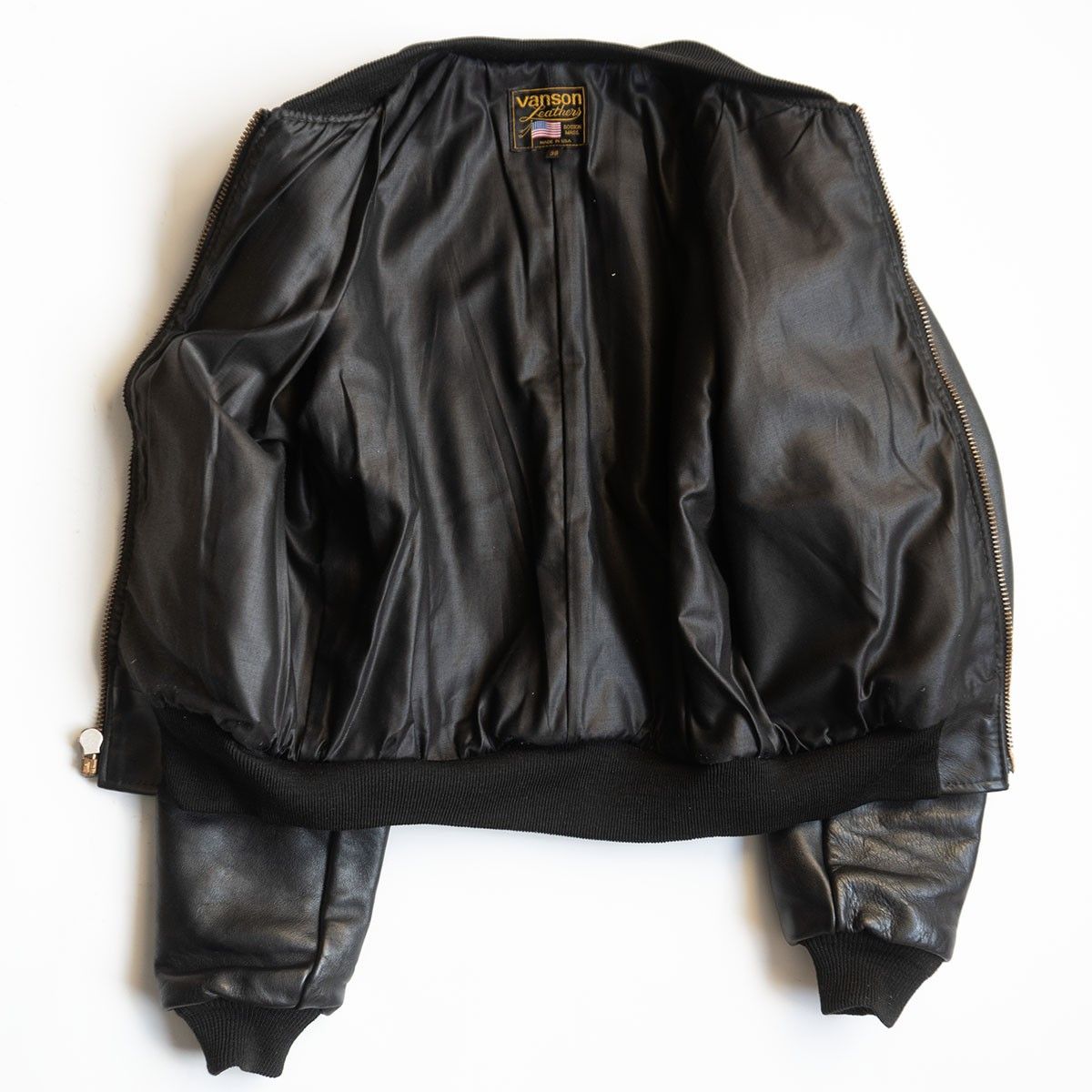 美品】 VANSON 【TJV オールレザー スタジャン】38 ブラック