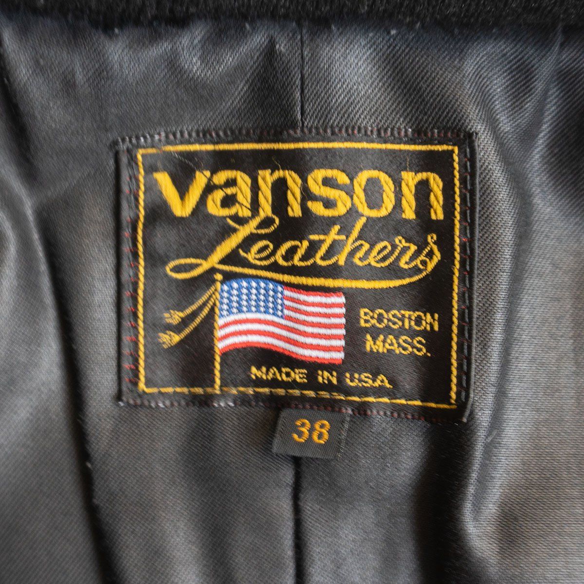 美品】 VANSON 【TJV オールレザー スタジャン】38 ブラック