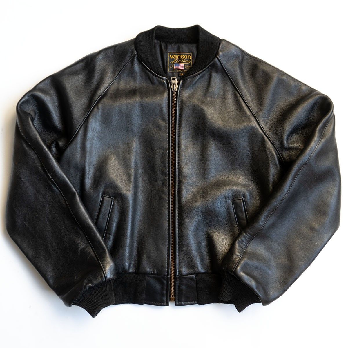 美品】 VANSON 【TJV オールレザー スタジャン】38 ブラック