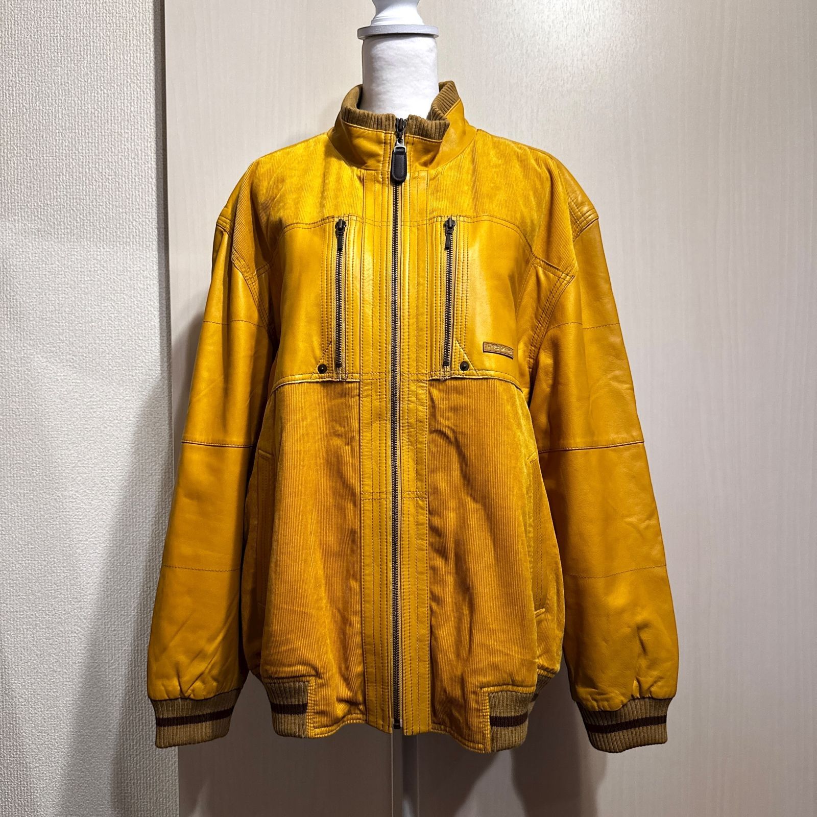 VAGII SPORT レザー×コーデュロイ ジャケット マスタード サイズ50 ak639