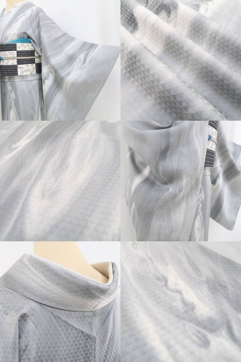 特選墨流し小紋着尺【墨流し◆ホワイト グレー】モノトーン 白 鼠色 特選墨流し小紋着尺【墨流し◇ホワイト グレー】モノトーン 白 鼠色