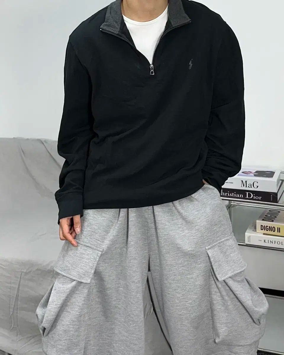 ポロ ラルフローレン KARAロゴ ブラック ハーフジップアップ L