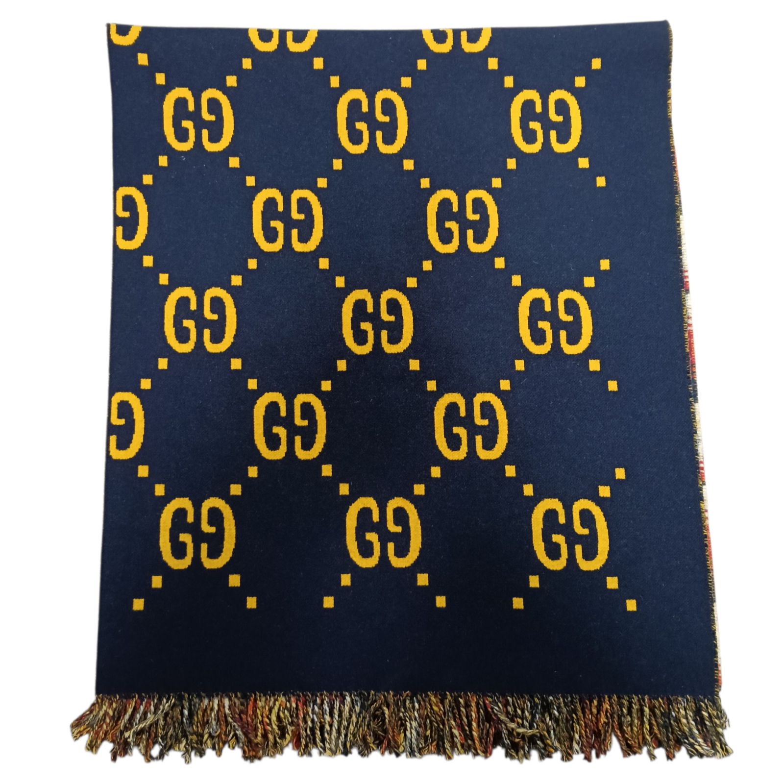 GUCCI グッチ ポンチョ ケープ リバーシブル GG ウール ネイビー