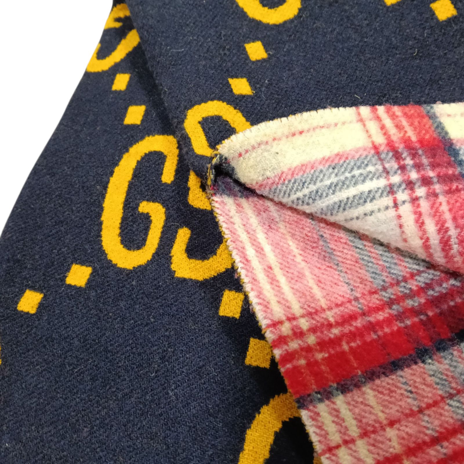 GUCCI グッチ ポンチョ ケープ リバーシブル GG ウール ネイビー 