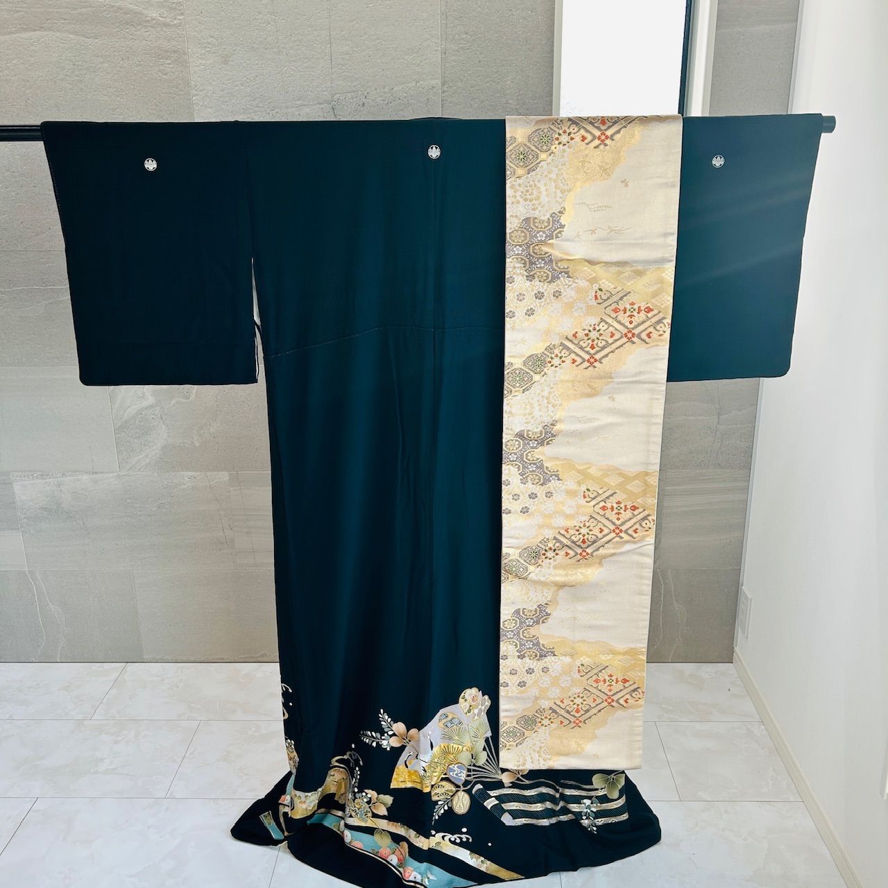 留袖 袋帯 セット 着物 黒留袖 帯 黒系 ベージュ系 上品 管理番号KKVMI 93