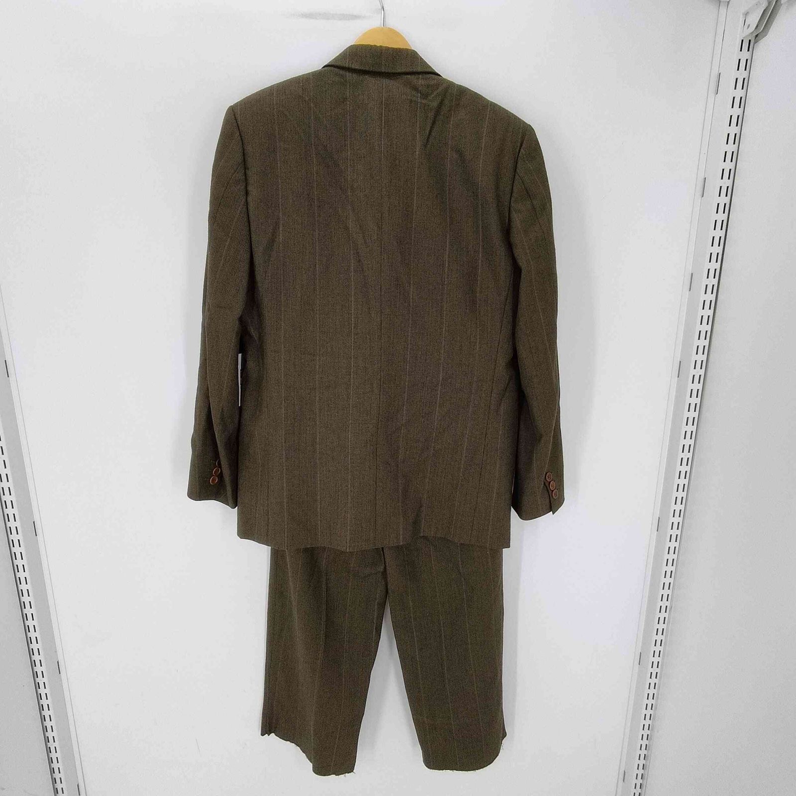 サルヴァトーレフェラガモ Salvatore Ferragamo 90S イタリア製 裏地 ロゴ総柄 グレンチェック 2B テーラード ジャケット 2タック スラックス パンツ スーツ メンズ 50