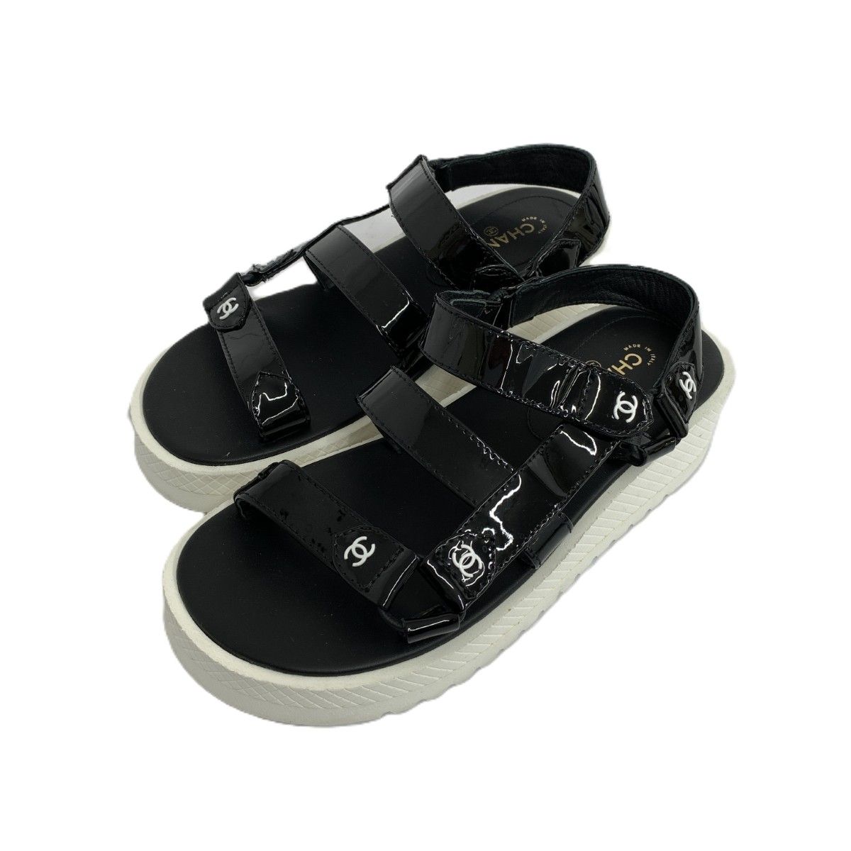 CHANEL シャネル サンダル 表記サイズ 36 ココマーク レザー パテント G 35445 ブラック レディース