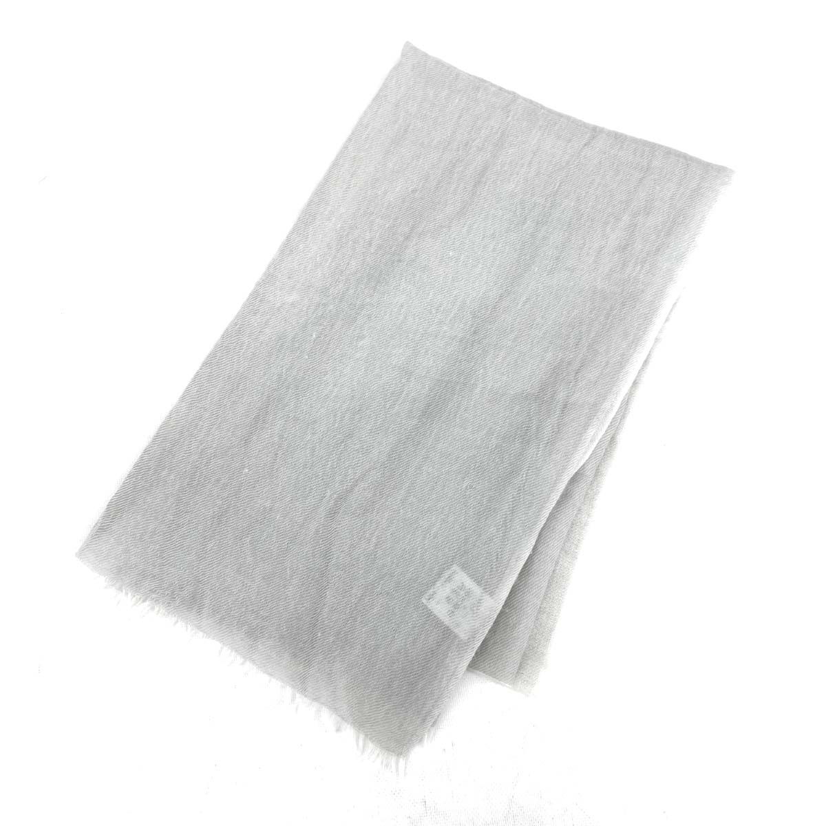 AMACA アマカ ストール カシミヤ100％ グレー×ホワイト レディース