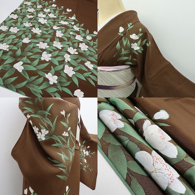 平和屋着物▽藤倉守正 訪問着 単衣 本塩沢 樹林文 正絹 逸品