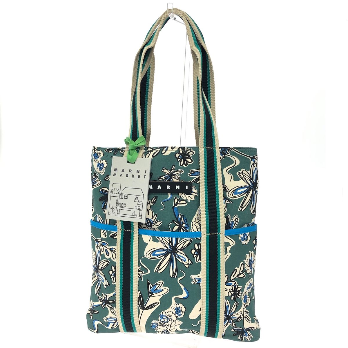 MARNI PVC トートバッグ 大容量 グリーン マルニ marni フラワーカフェ トート トートバッグ グリーン MARNI マルニ
