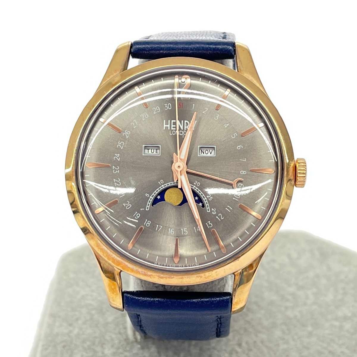 HENRY LONDON ヘンリーロンドン 腕時計/ムーンフェイス クォーツ/SS