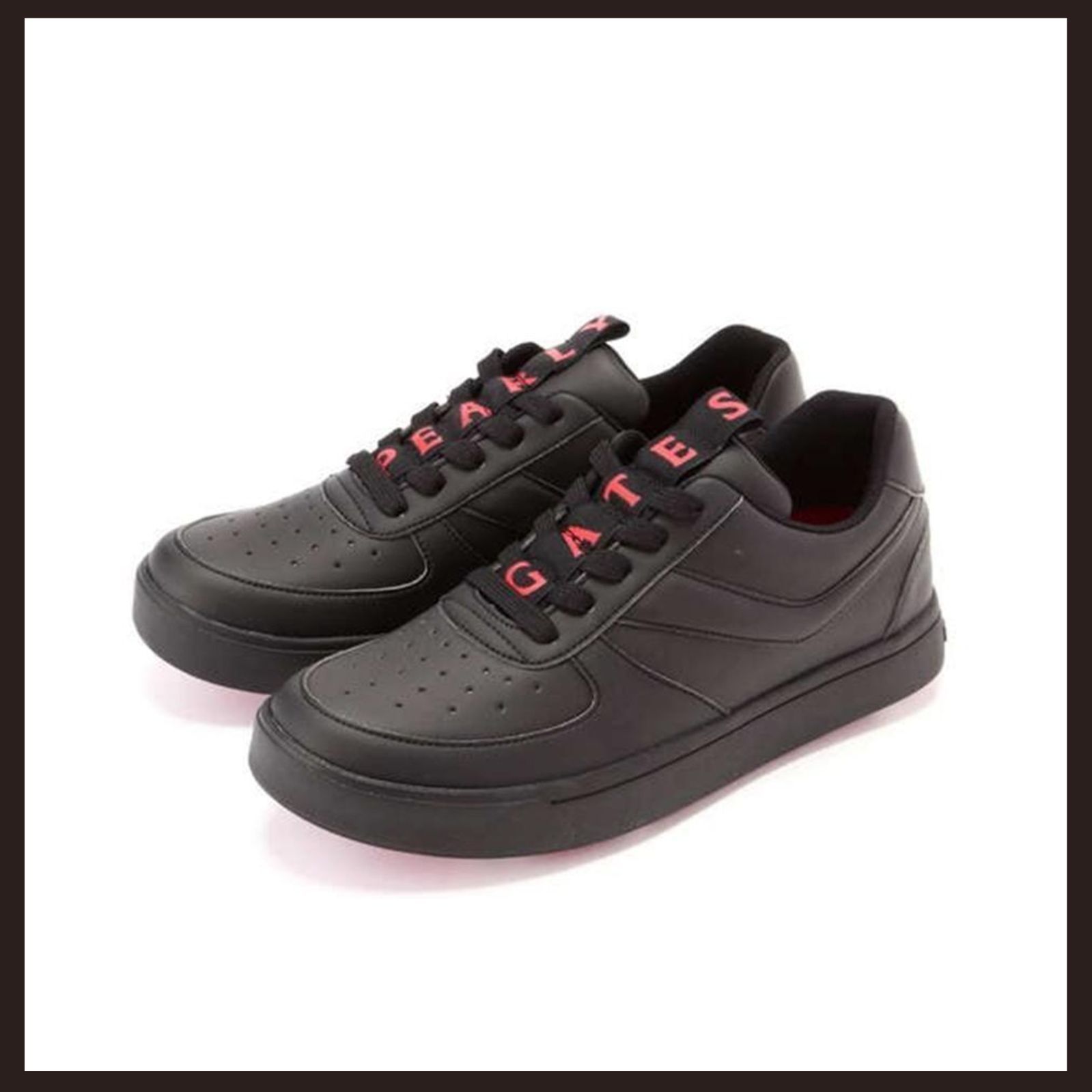 新品 未使用 パーリーゲイツ メゾンロゴ柄 ゴルフシューズ ブラック