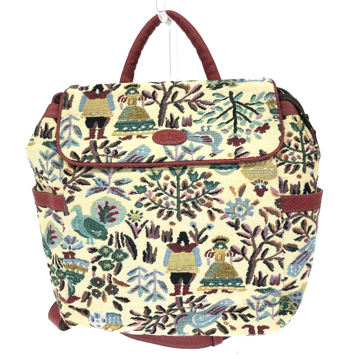 IBIZA イビサ リュック 木 鳥 男女 ゴブラン織×レザー ベージュ レディース 240001170938