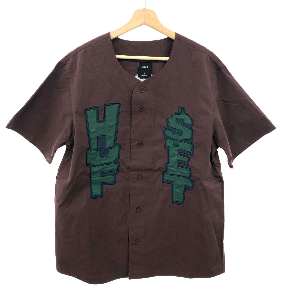 HUF ハフ ベースボールシャツ サイズ L TEAM BASEBALL JERSEY ブラウン メンズ 241019000879