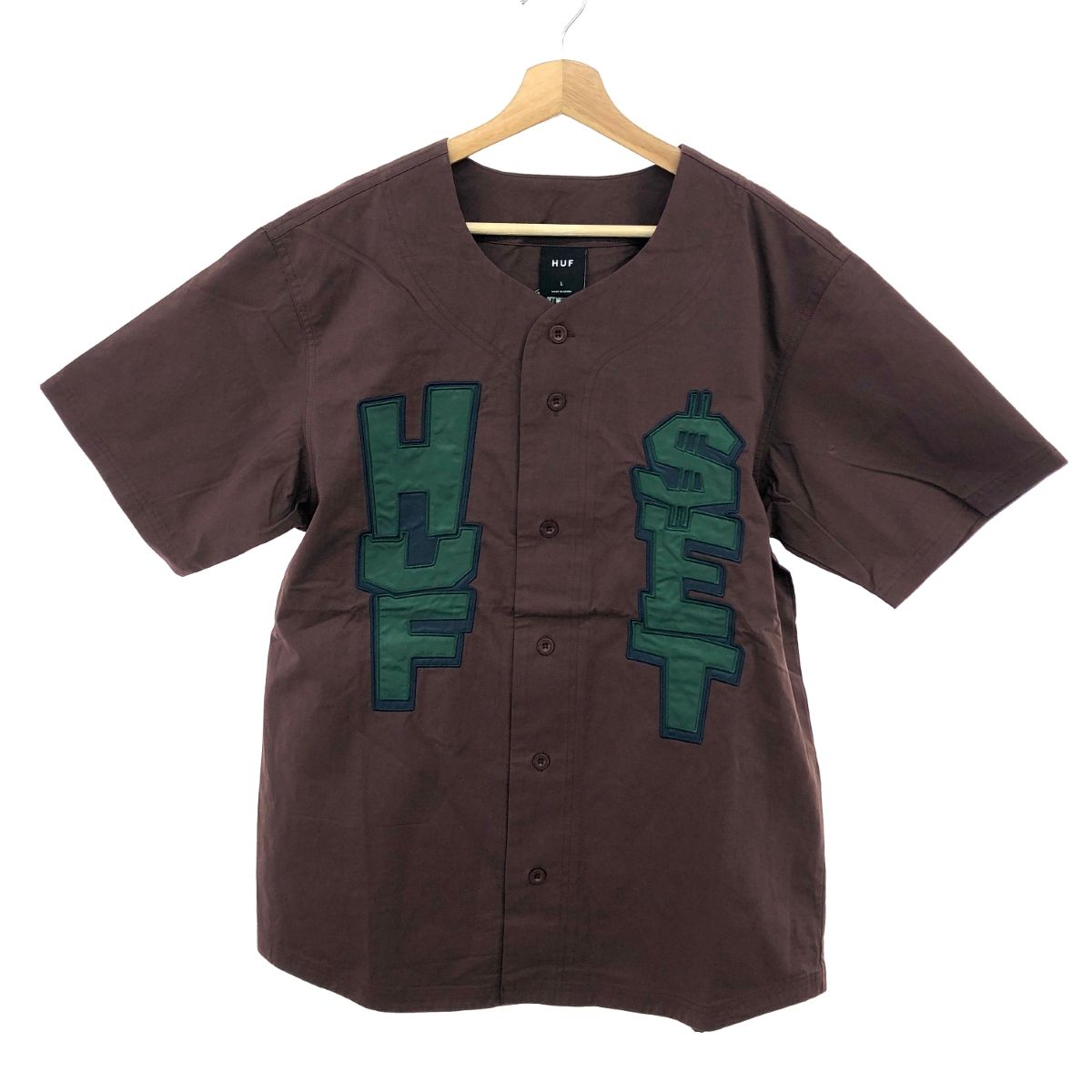 HUF ハフ ベースボールシャツ サイズ L TEAM BASEBALL JERSEY ブラウン メンズ 241019000880