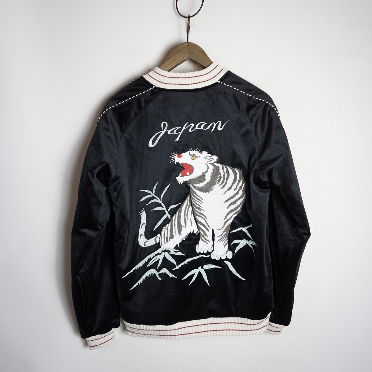 正規 HOUSTON ヒューストン 別珍 スカジャン ヴェルベット スーベニア ジャケット 51522 ベロア 虎 タイガー 刺繍 和柄 黒M 1103P