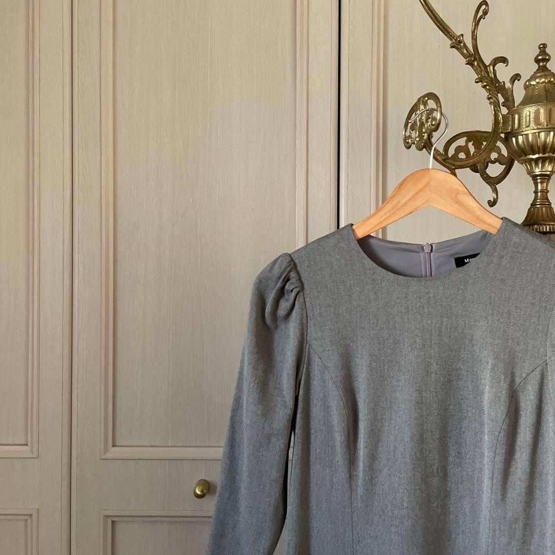 エムプルミエ M-PREMIER ロング ワンピース 無地 グレー 上品 お呼ばれ デート オフィスカジュアル 食事会 ドレス dress ティアード