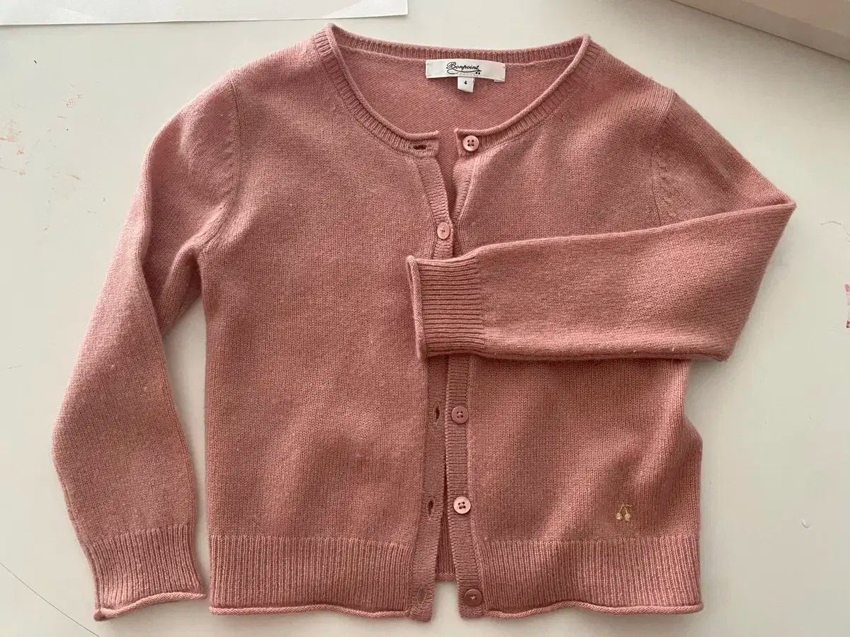 ボンポワン カシミア カーディガン インディーピンク 4 Y