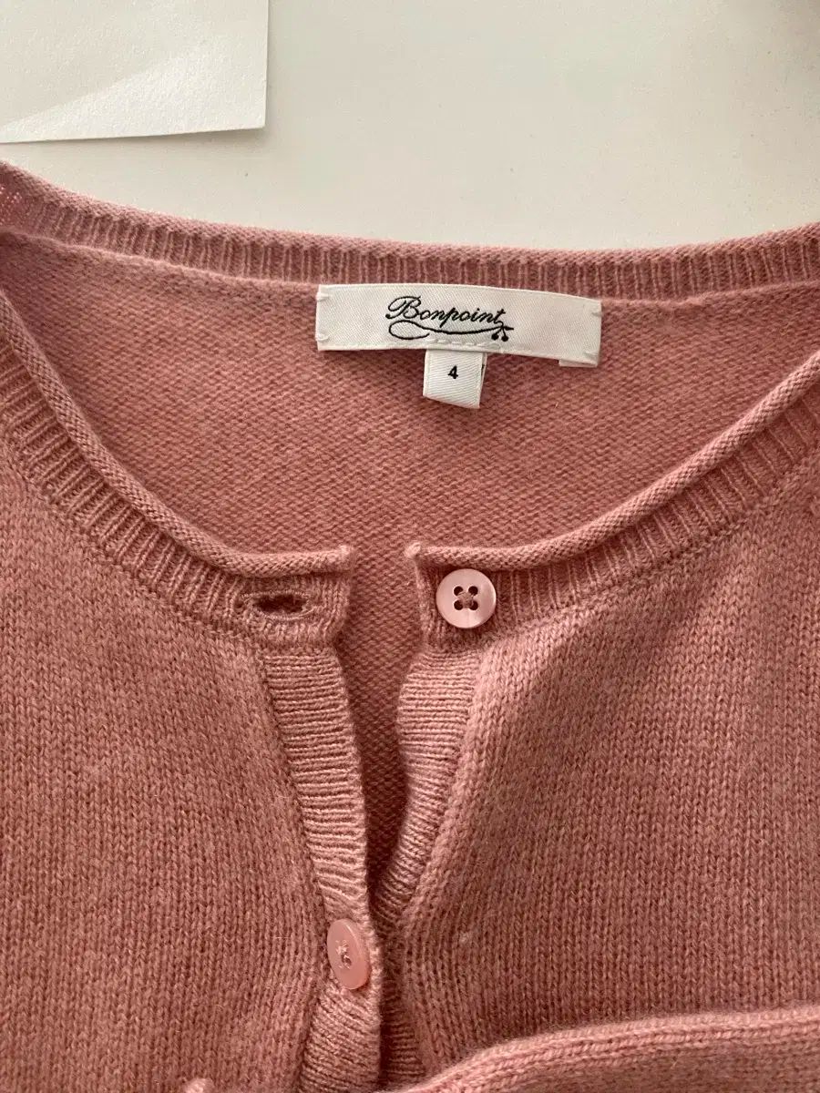 ボンポワン カシミア カーディガン インディーピンク 4 Y