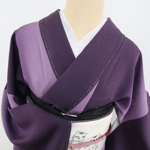  ❁tomihisa❁ BANKAN 七宝 縦暈し 着物 正絹 仕付け糸付 はんなりグラデーションに七宝と兎の隠し味 小紋 4588 小紋 着物