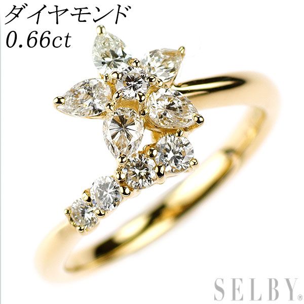 K18YG ダイヤモンド リング 0.66ct フラワー - メルカリ
