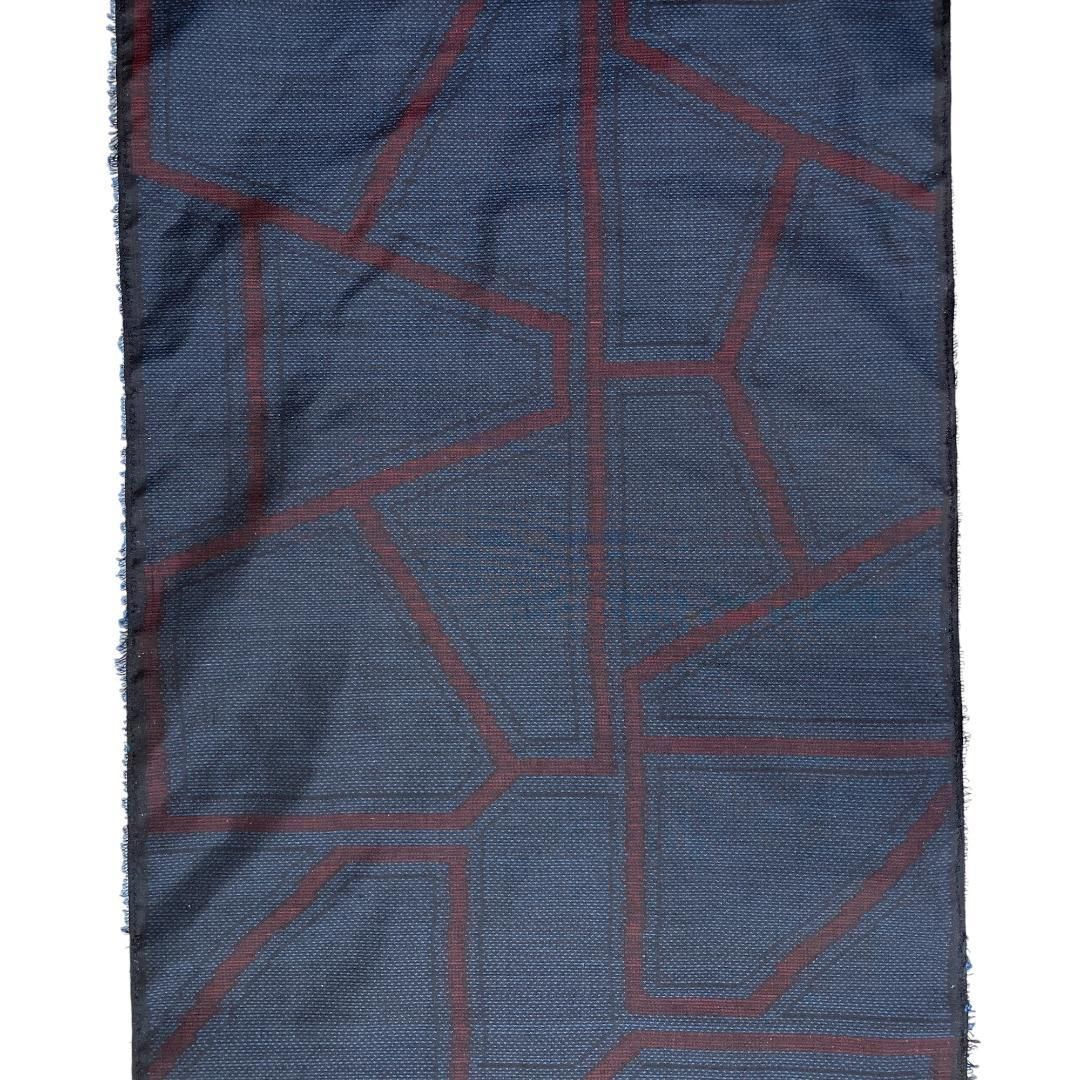 本場大島紬 反物 吉川絹織物謹製 正絹 石畳紋 濃紺 着物 B 0920