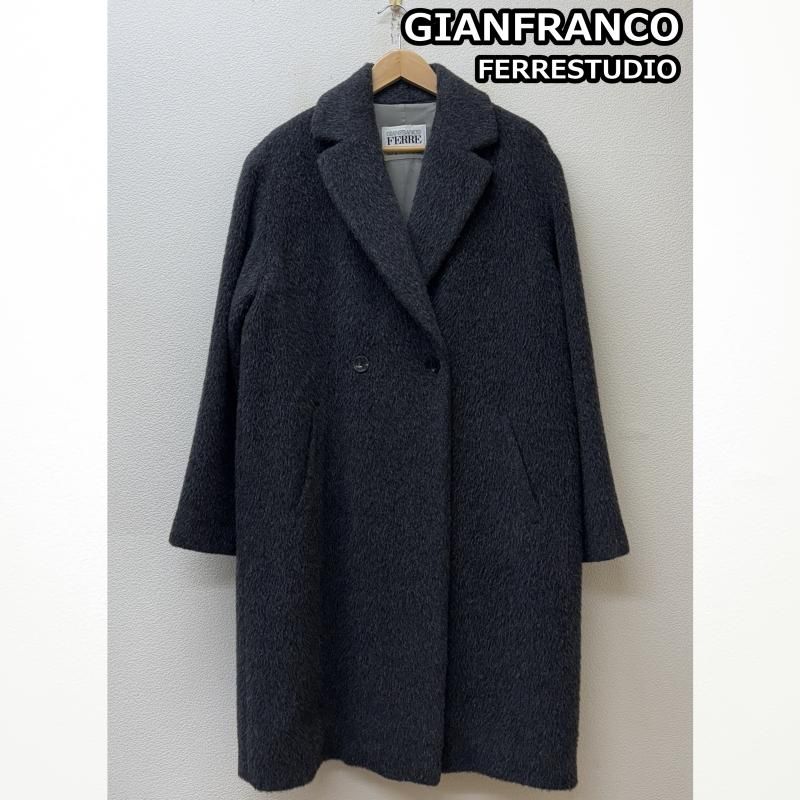 ジャンフランコフェレストゥーディオ イタリア製 ウール アルパカ モヘア ダブルブレスト ロング チェスターコート レディース 42 ISItems 古着 50146431