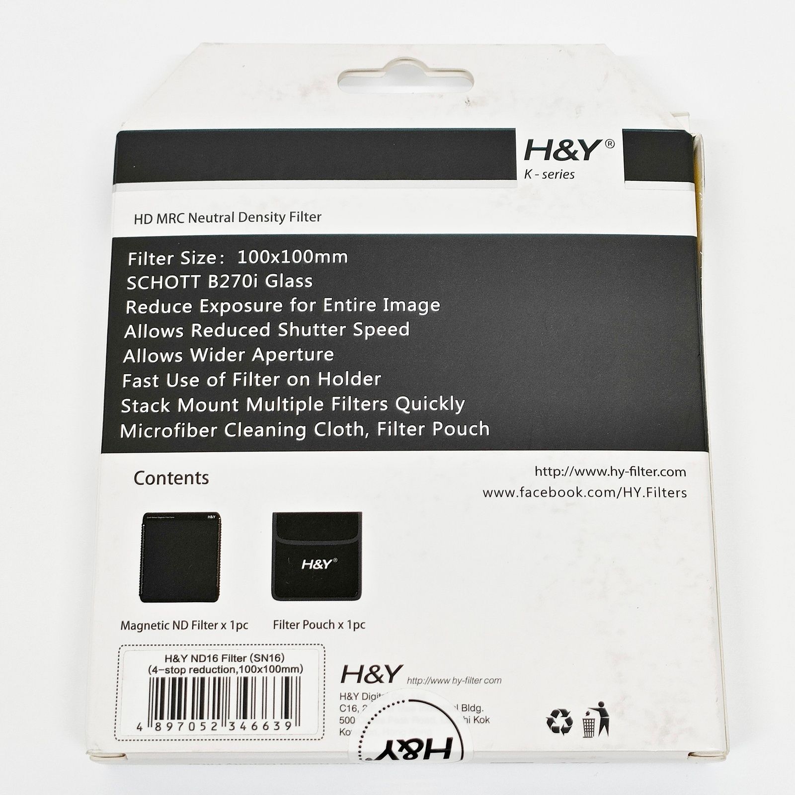 H-Y Kシリーズ ND16 100mm幅 角型 マグネット式 NDフィルター K-series 減光 R2511-060