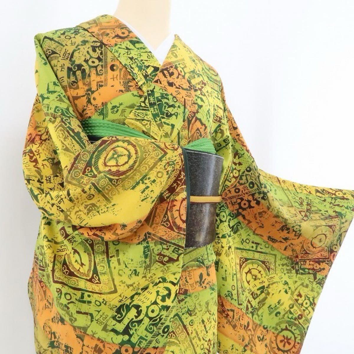 ❁tomihisa❁新品 前田仁仙 落款 更紗 お仕立て上がり品“ようこそ仁仙