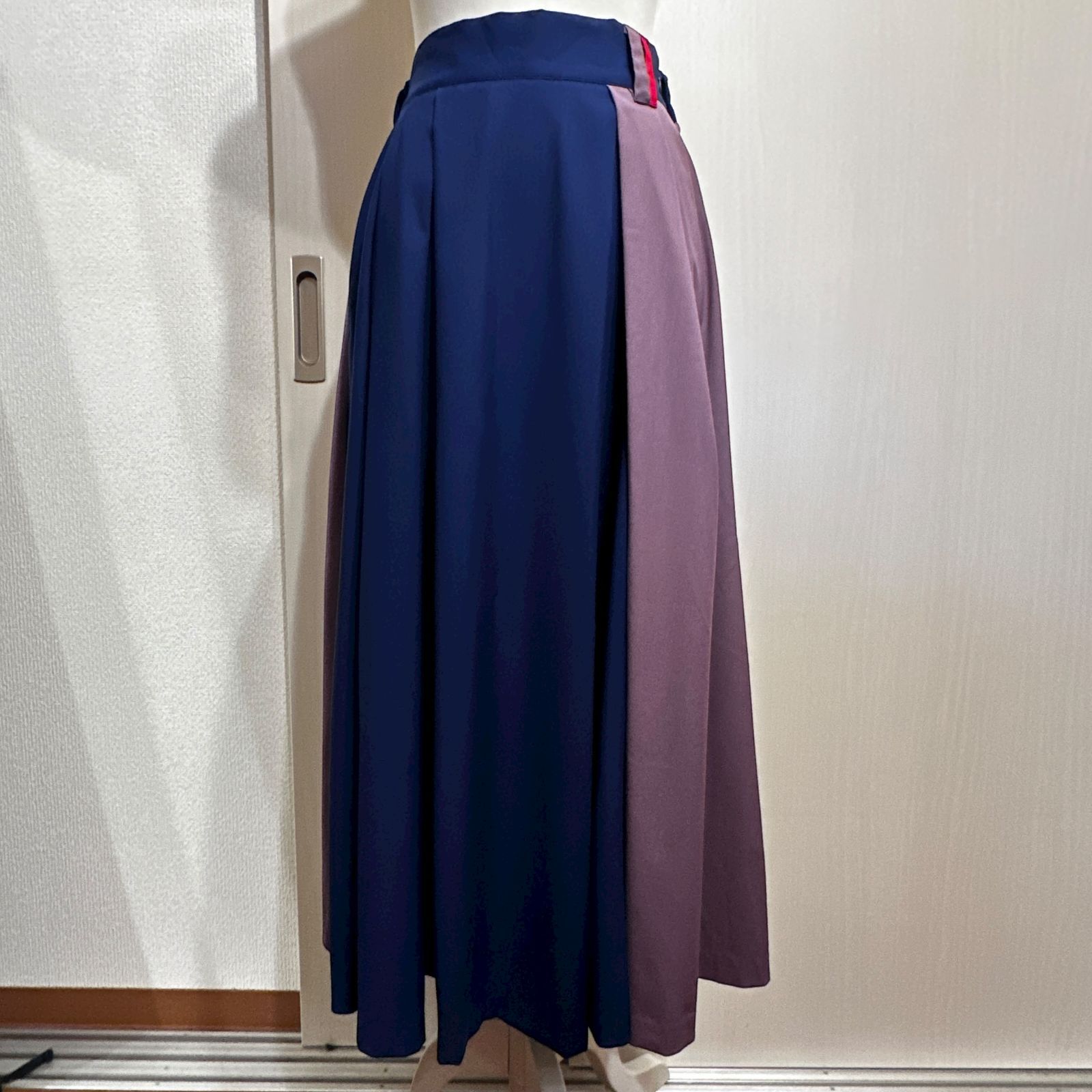 TRANOI. スカート ココア×青色 サイズ0 ak648