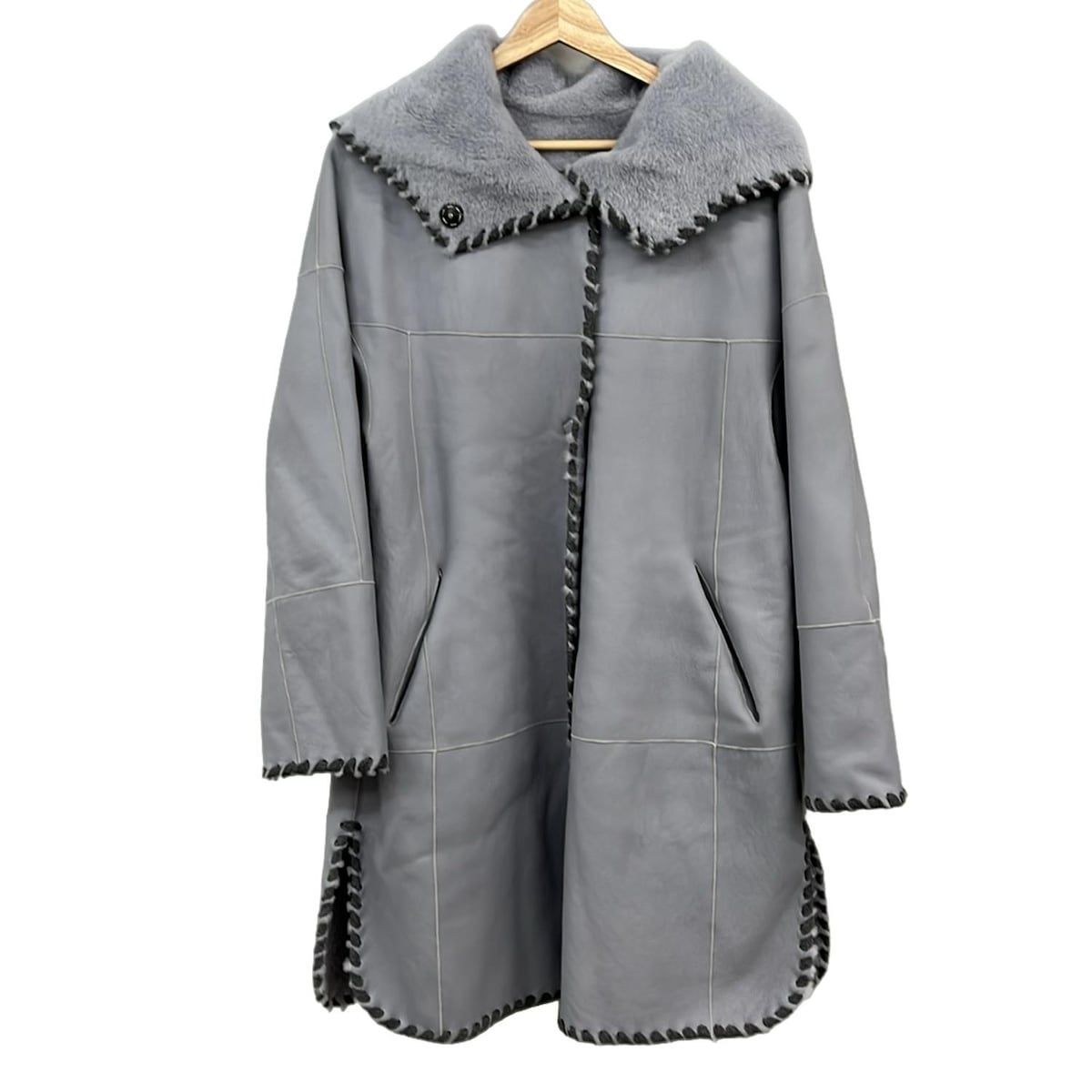 CHRISTIA クリスティア コート サイズ9 M レディース - グレー×ダークグレー 長袖 ムートン リバーシブル 冬 Leilianコラボ